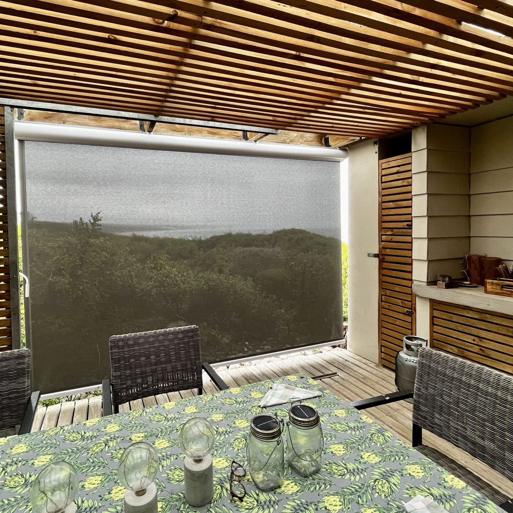 Screen Outdoor Top Roller Sheer Blind installed in Grootbrak Revier by George Blinds